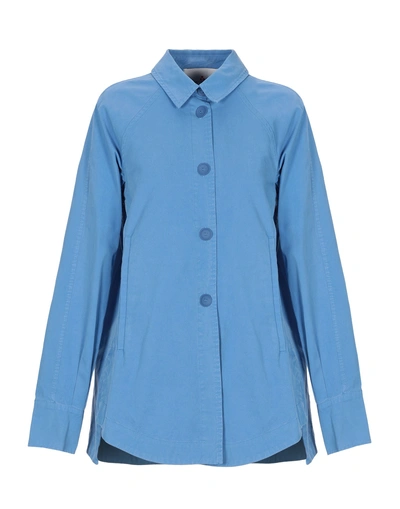 Shop Peuterey Woman Shirt Pastel Blue Size 6 Cotton