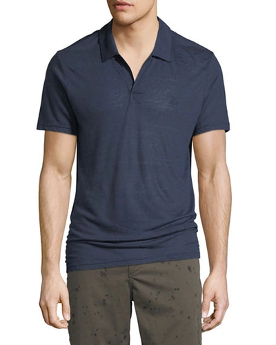 Shop Vilebrequin Men's Pyramid Linen Polo Shirt In Navy