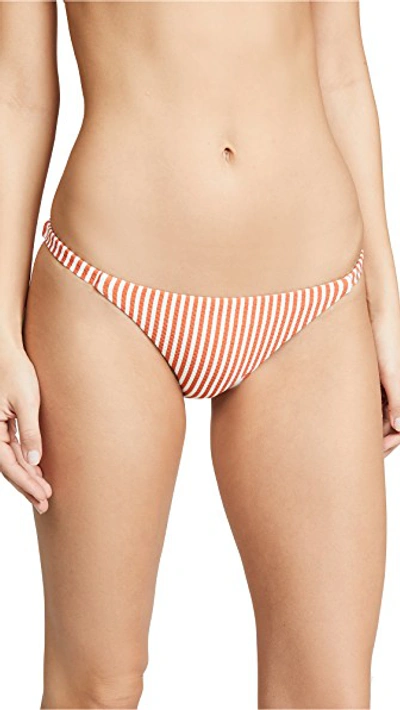 Shop Asceno Stripe Bikini Bottoms In Red Dense Line
