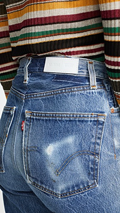 Shop Re/done High Rise Wide Leg Crop Jeans In Indigo