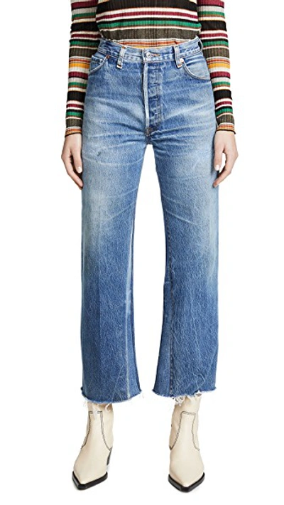 Shop Re/done High Rise Wide Leg Crop Jeans In Indigo