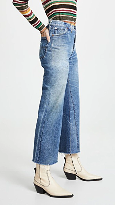 Shop Re/done High Rise Wide Leg Crop Jeans In Indigo