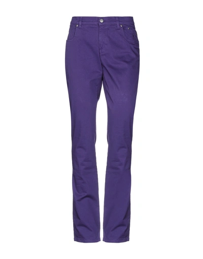 Shop Jeckerson Woman Pants Purple Size 25 Cotton, Elastane