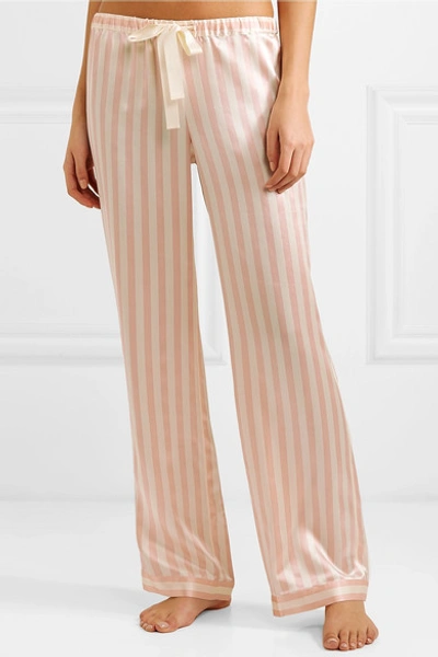 Shop Morgan Lane Chantal Striped Silk-charmeuse Pajama Pants In Blush