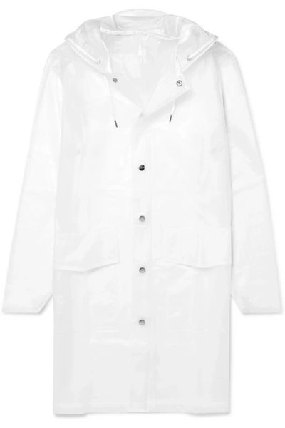 Shop Rains Hooded Matte-tpu Raincoat In White