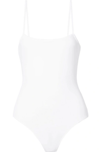 Shop Atm Anthony Thomas Melillo Stretch Pima-cotton Jersey Thong Bodysuit In White