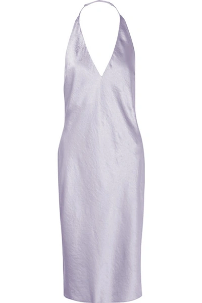 Shop Alexander Wang T Crinkled-satin Halterneck Dress In Lilac