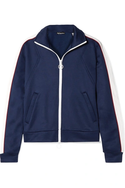 Shop All Access Zeppelin Striped Stretch-jersey Track Jacket In Blue