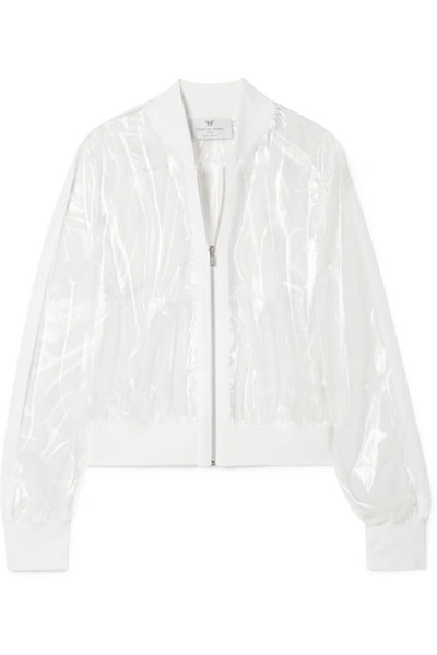 Shop Heroine Sport Illusion Ribbed Knit-trimmed Vinyl Jacket In White
