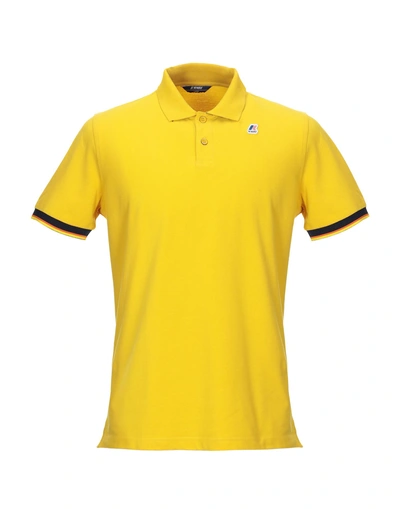 Shop K-way Man Polo Shirt Yellow Size S Cotton, Elastane