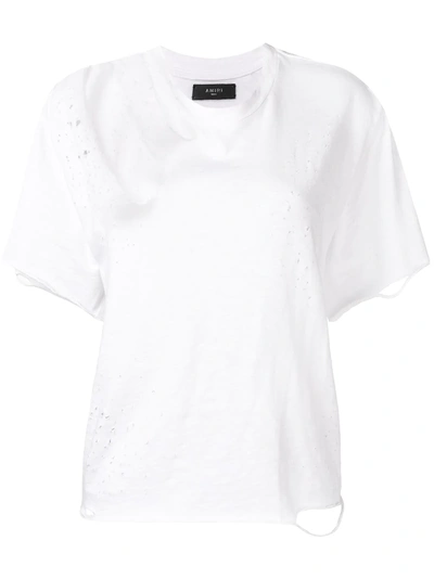 Shop Amiri Distressed Style T-shirt - White