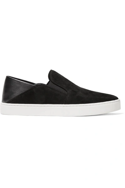 Shop Vince Garvey Suede And Leather Collapsible-heel Sneakers In Black
