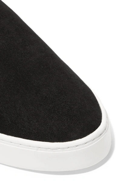 Shop Vince Garvey Suede And Leather Collapsible-heel Sneakers In Black