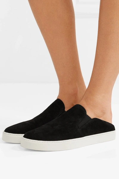 Shop Vince Garvey Suede And Leather Collapsible-heel Sneakers In Black