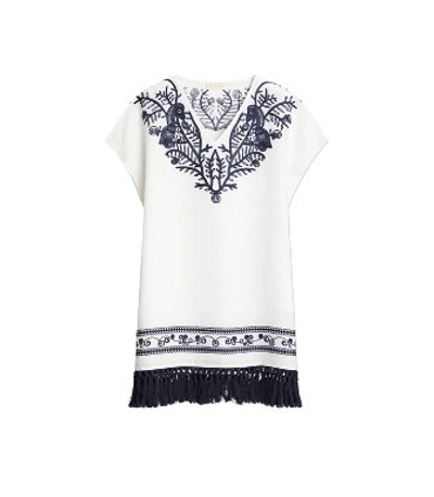 Shop Tory Burch Embroidered Beach Caftan In White