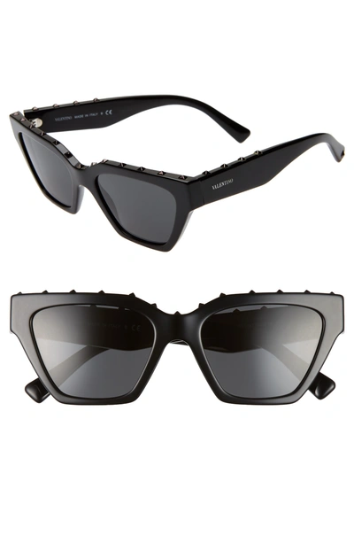 Shop Valentino 53mm Rockstud Cat Eye Sunglasses In Black Solid