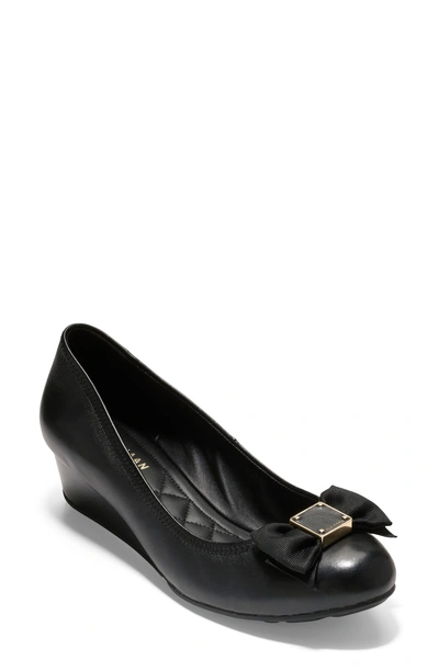 Shop Cole Haan Tali Soft Bow Pump In Black Leather