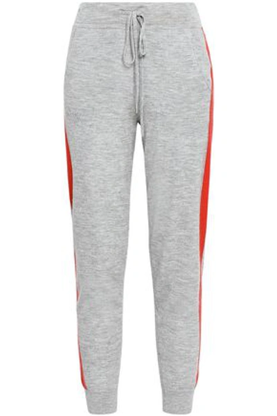 Shop Amanda Wakeley Mélange Intarsia Cashmere Track Pants In Light Gray