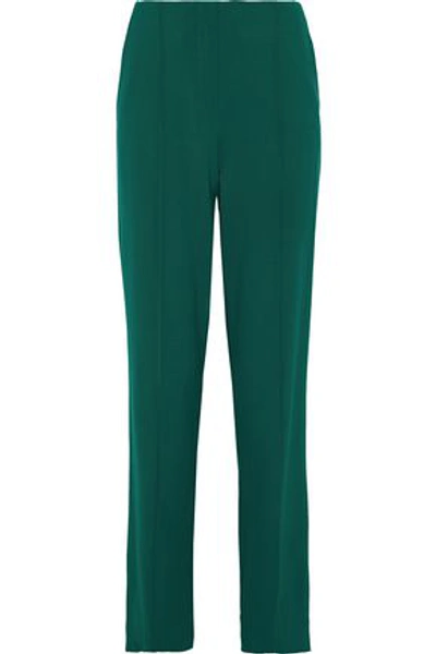 Shop Diane Von Furstenberg Stretch-wool Straight-leg Pants In Emerald