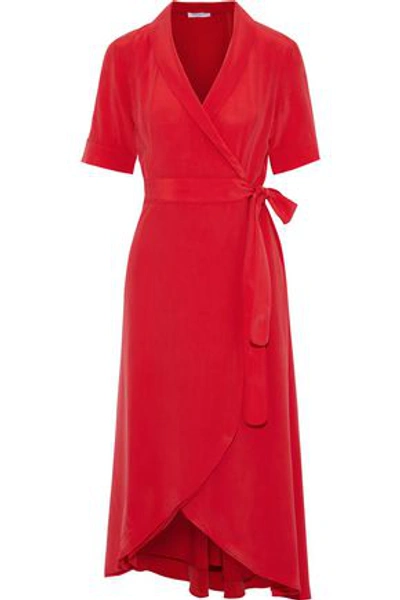 Shop Equipment Woman Imogene Washed-silk Midi Wrap Dress Tomato Red