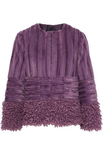 Shop Anna Sui Woman Paneled Faux Fur Jacket Lilac