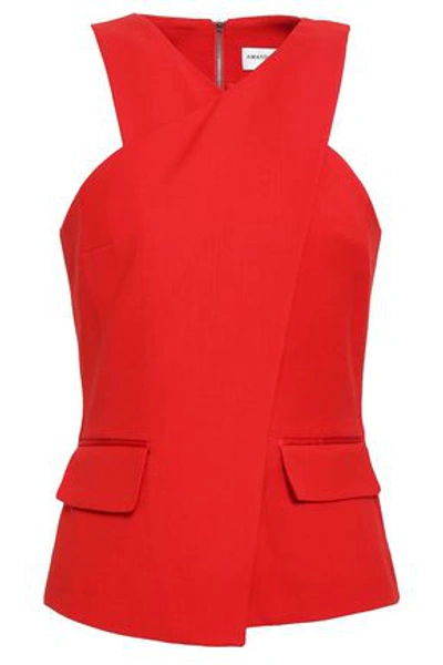 Shop Amanda Wakeley Woman Wrap-effect Twill Top Red