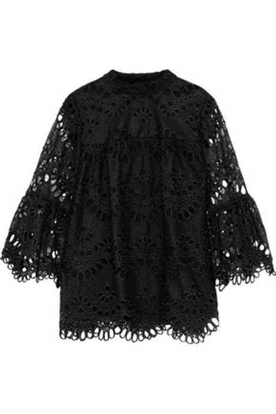 Shop Anna Sui Woman Broderie Anglaise Blouse Black