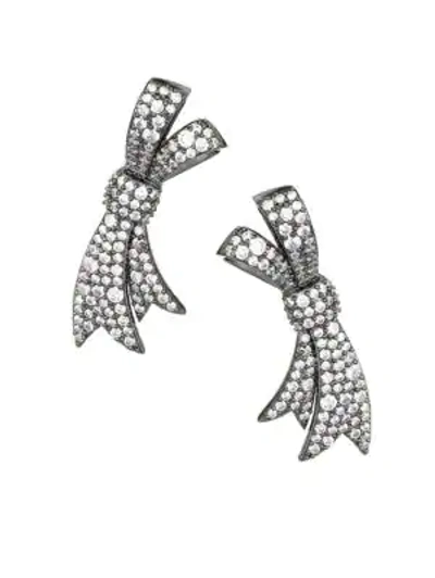 Shop Fallon Pavé Bow Earrings In Silver