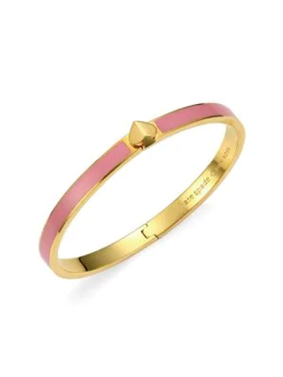 Shop Kate Spade Thin Enamel & Goldtone Spade Hinge Bangle Bracelet In Rococo Pink