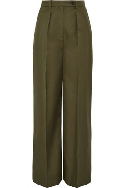 Shop By Malene Birger Woman Twill Wide-leg Pants Army Green