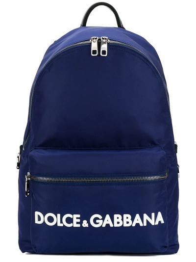 Shop Dolce & Gabbana Logo Backpack - Blue