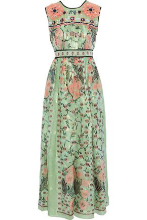Anna Sui Woman Embellished Pleated Printed Fil Coupé Silk-blend Maxi ...