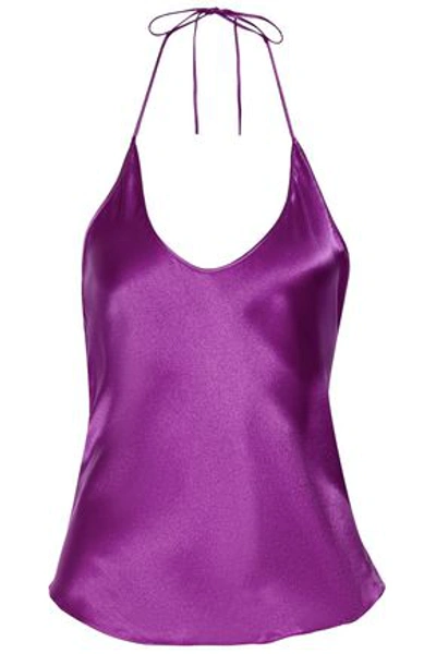 Shop Juan Carlos Obando Silk-satin Halter Neck Camisole In Violet