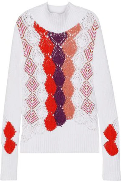 Shop Peter Pilotto Woman Crochet-knit Cotton-blend Sweater White