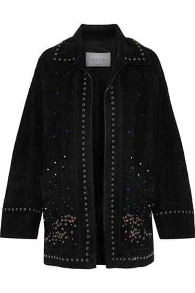 Shop Valentino Woman Studded Suede Jacket Black