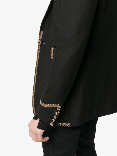 Shop Saint Laurent Gold Braided Blazer In 1000 Black