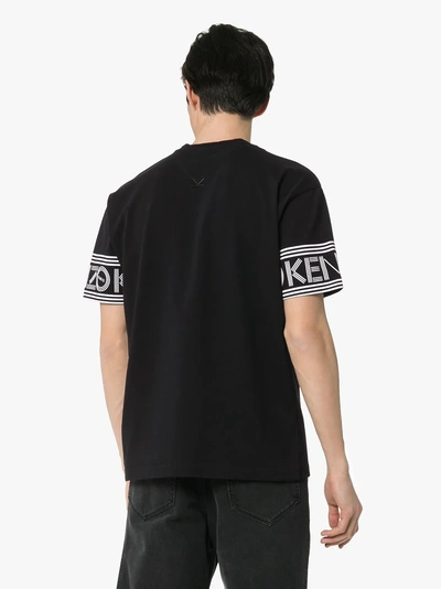 Shop Kenzo Logo Sleeve Cotton T-shirt In Black