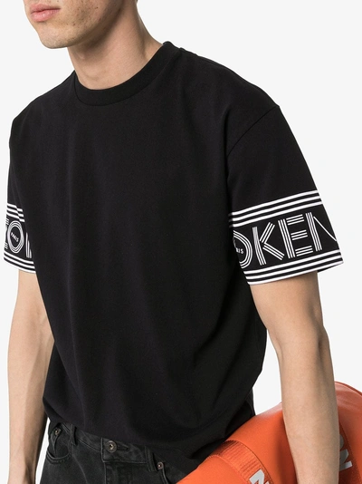 Shop Kenzo Logo Sleeve Cotton T-shirt In Black