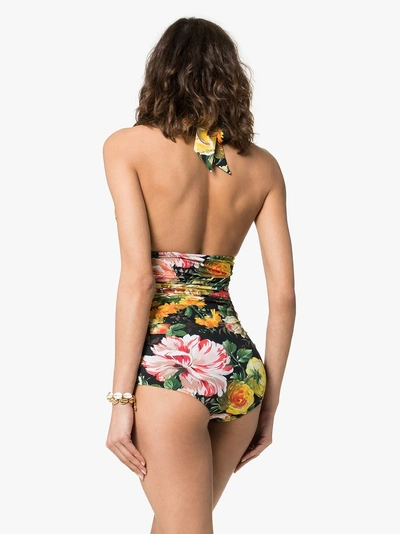 Shop Dolce & Gabbana Floral Print Swimsuit In Hnt41
