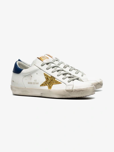 Shop Golden Goose Deluxe Brand White Superstar Leather And Glitter Sneakers