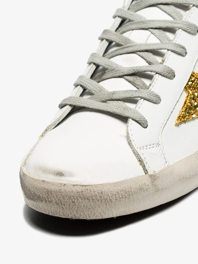 Shop Golden Goose Deluxe Brand White Superstar Leather And Glitter Sneakers