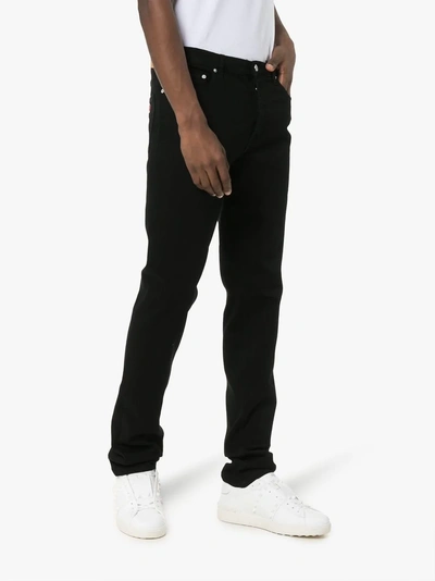 Shop Kenzo Logo Label Slim-fit Jeans In Black