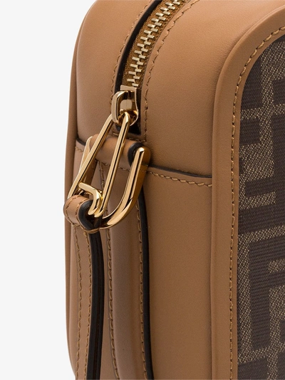 Shop Fendi Brown Double F Logo Leather Cross Body Bag