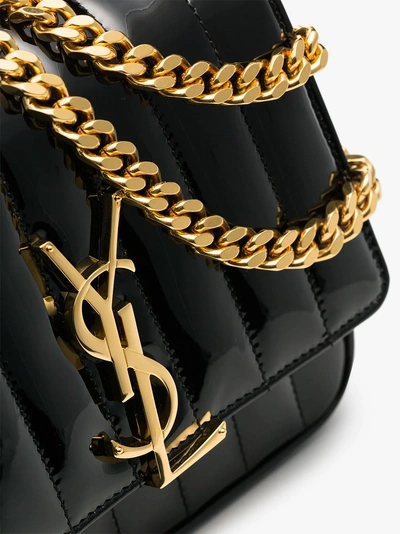 Shop Saint Laurent Black Vicky Small Patent-leather Cross Body Bag In 1000 Black