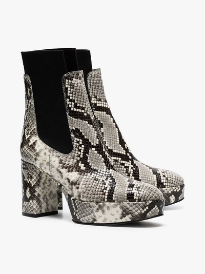 Shop Acne Studios Grey 90 Snake-effect Leather Boots In Black