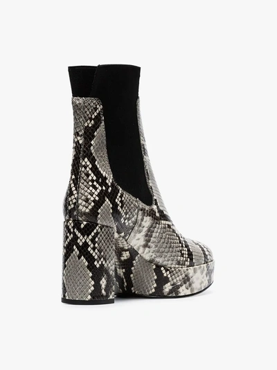 Shop Acne Studios Grey 90 Snake-effect Leather Boots In Black