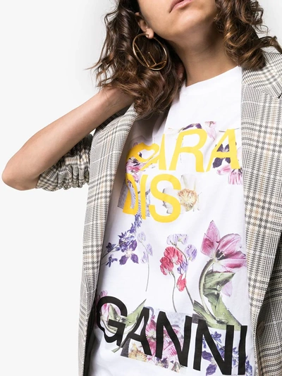 tieners Keel uniek Ganni Paradise Floral Print T-shirt In White | ModeSens
