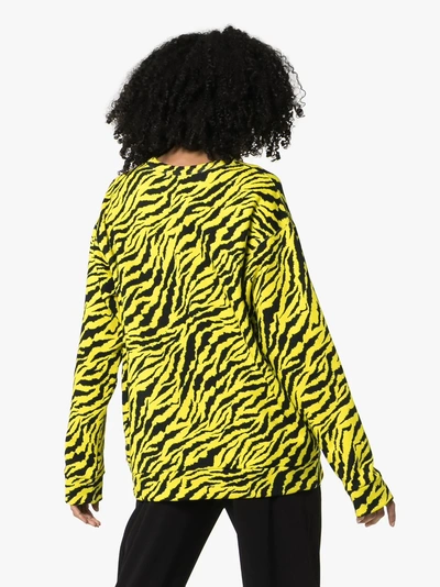 Shop Gucci Tiger And Logo Print Sweater In 7003 Yellow