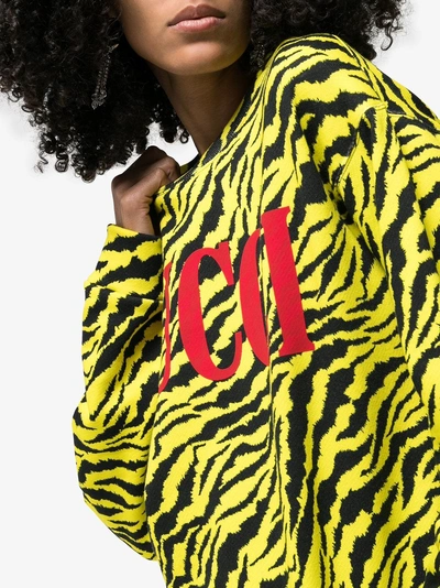 Shop Gucci Tiger And Logo Print Sweater In 7003 Yellow