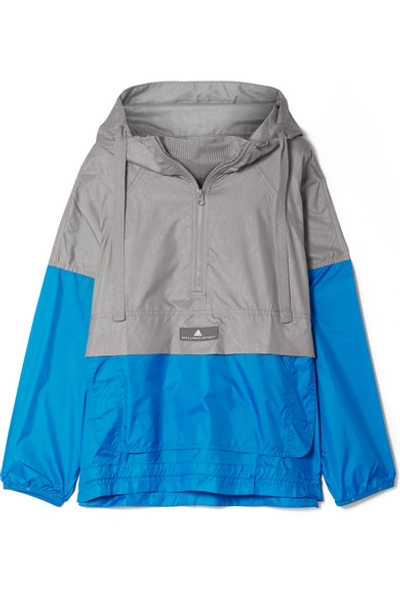 Shop Adidas By Stella Mccartney Snake-effect Climastorm Hooded Jacket In Silver